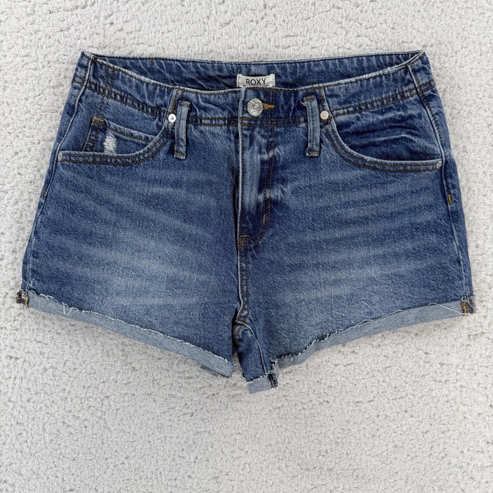 Roxy Shorts Juniors 7 Blue Denim Cutoff Stretch 5 Pocket Casual NWT